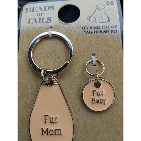 4/$20 Enamel Keychain & Matching Dog puppy Tag Fur Mom Baby Set - Picture 2 of 3